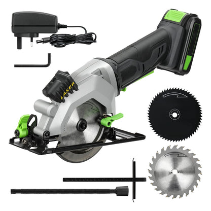 - GALAX PRO Mini Circular Saw | 20V 3400RPM Professional Cordless Circular Saw | Adjustable Angle and Depth | Max Cutting Depth 42.8mm (90°) | 28mm(45°) | Laser Guide | Blade 115mm -