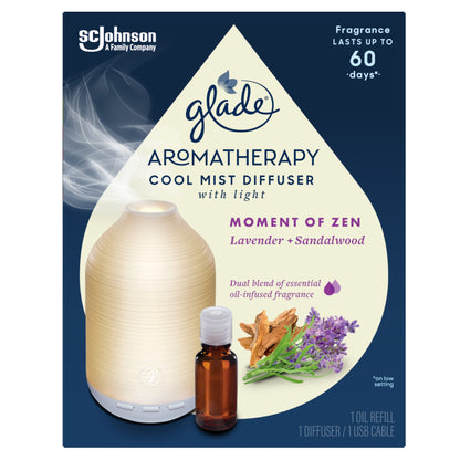 - Glade Essential Oil Diffuser Holder & Refill | Cool Mist Aromatherapy Diffuser & Air Freshener -