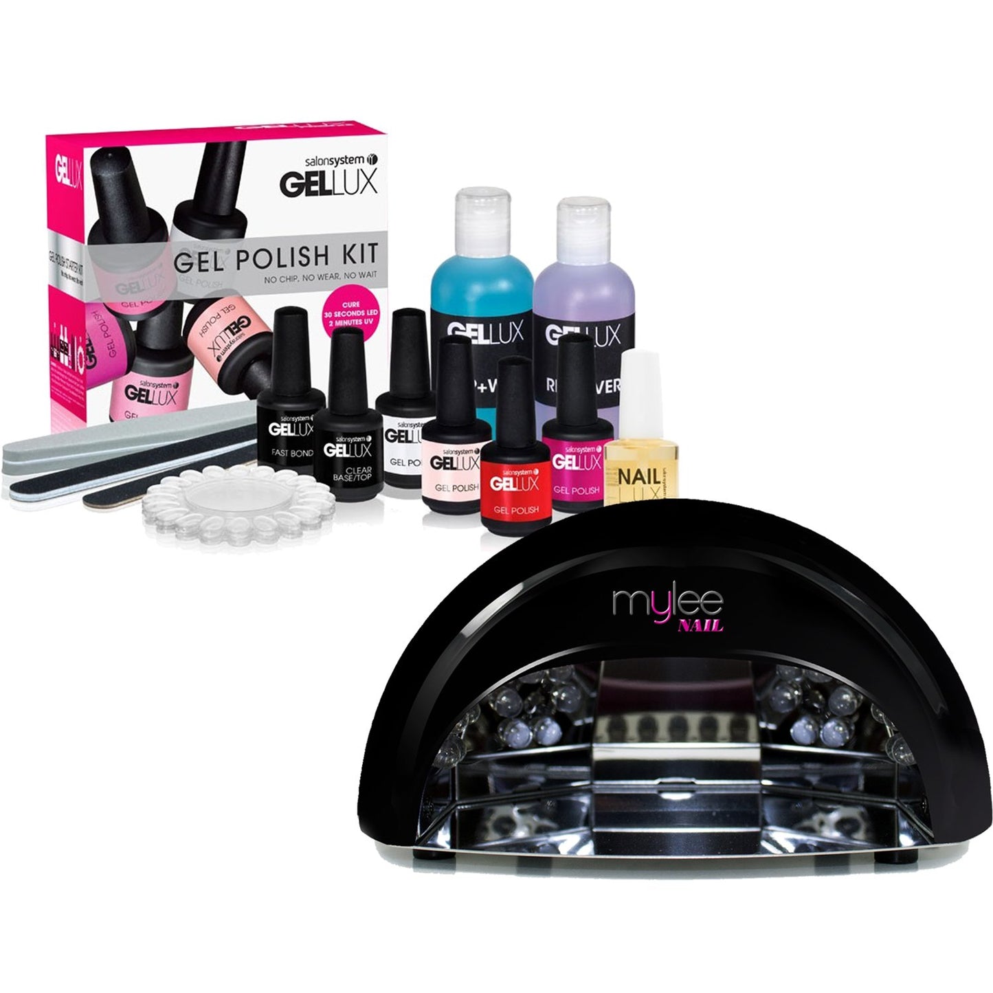 - Salon System Gel Starter Kit |MYLEE Black LED Nail Lamp | Gel Polish -