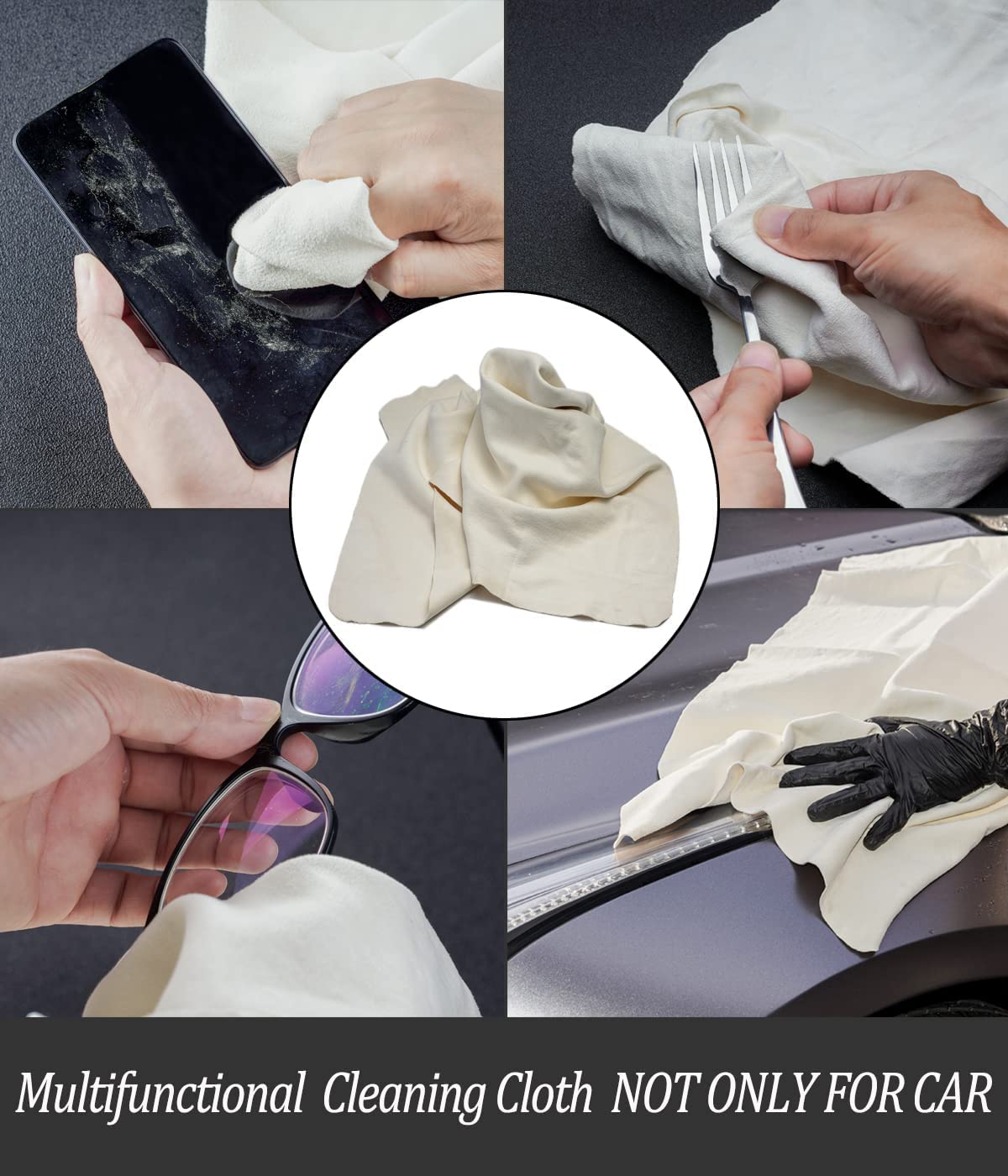 - lesasas Chamois Leathers For Cars | Large Car Drying Towel | 60 x 40 cm -