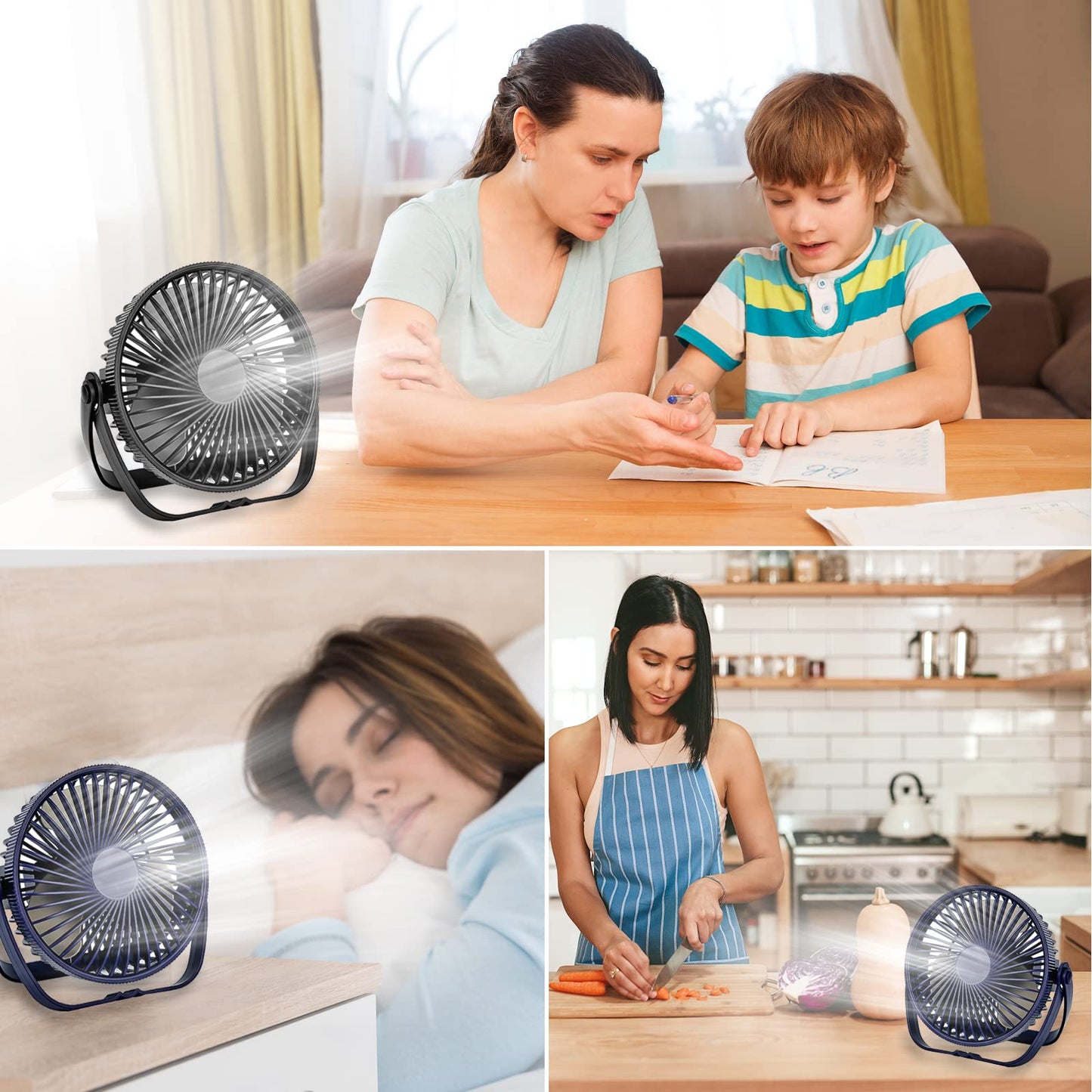 - Kazaigou USB Desk Fan | Small USB Powered Portable Desk Fan | 3 Speeds -