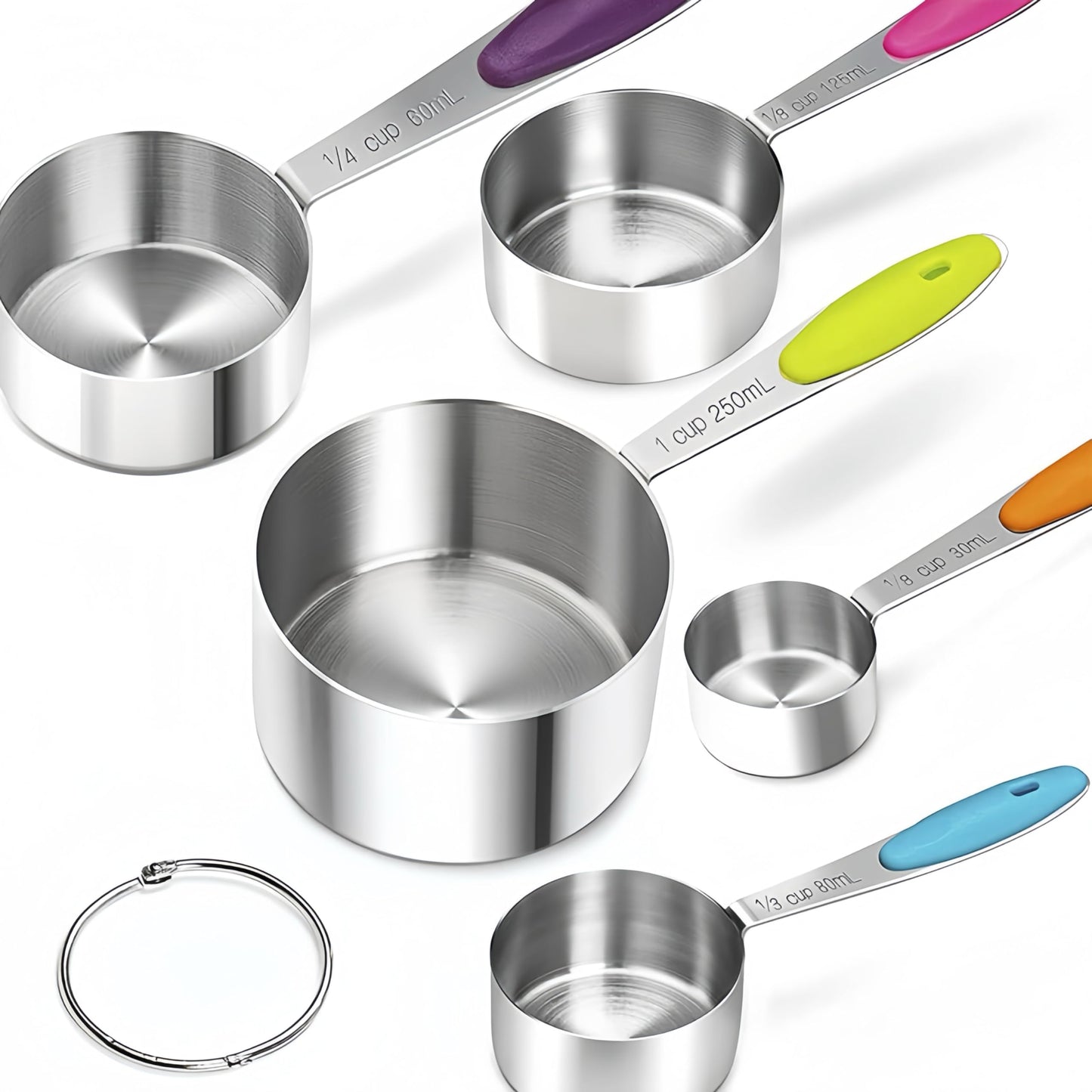 - 10 Pcs Measuring Cups and Spoons Set, Includes 5 Stainless Steel Nesting Measuring Cups & 5 Mini Measuring Spoons,Stackable Handle Accurate Tablespoon for Measuring Dry and Liquid Ingredients