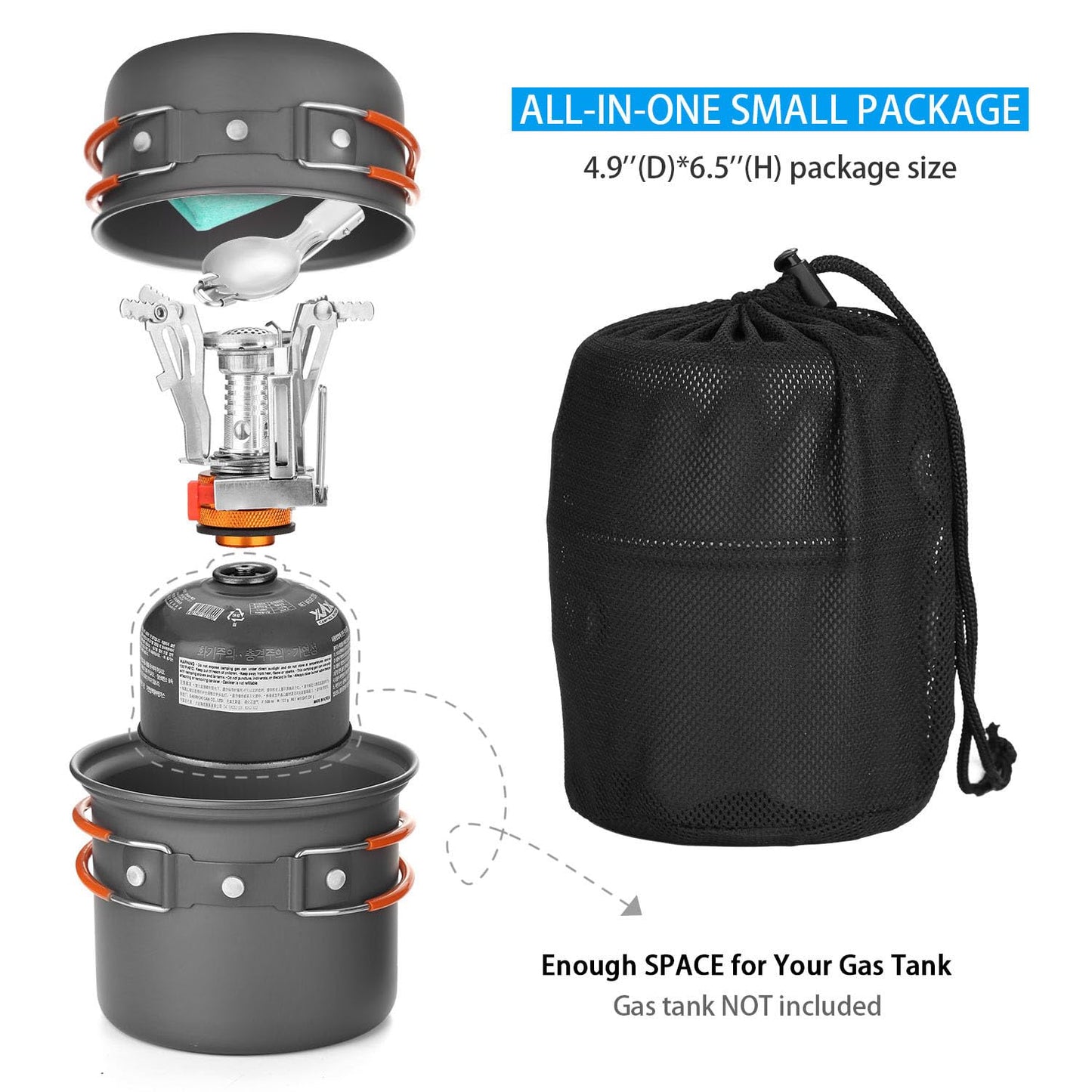 - Odoland Camping Cookware Set With Stove | for 1-2 People -