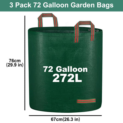 - Garden Waste Bags Heavy Duty with Handles | 272 Litre Reusable Outdoor Garden Yard Bag Foldable Garden Bags | 3 Pack -