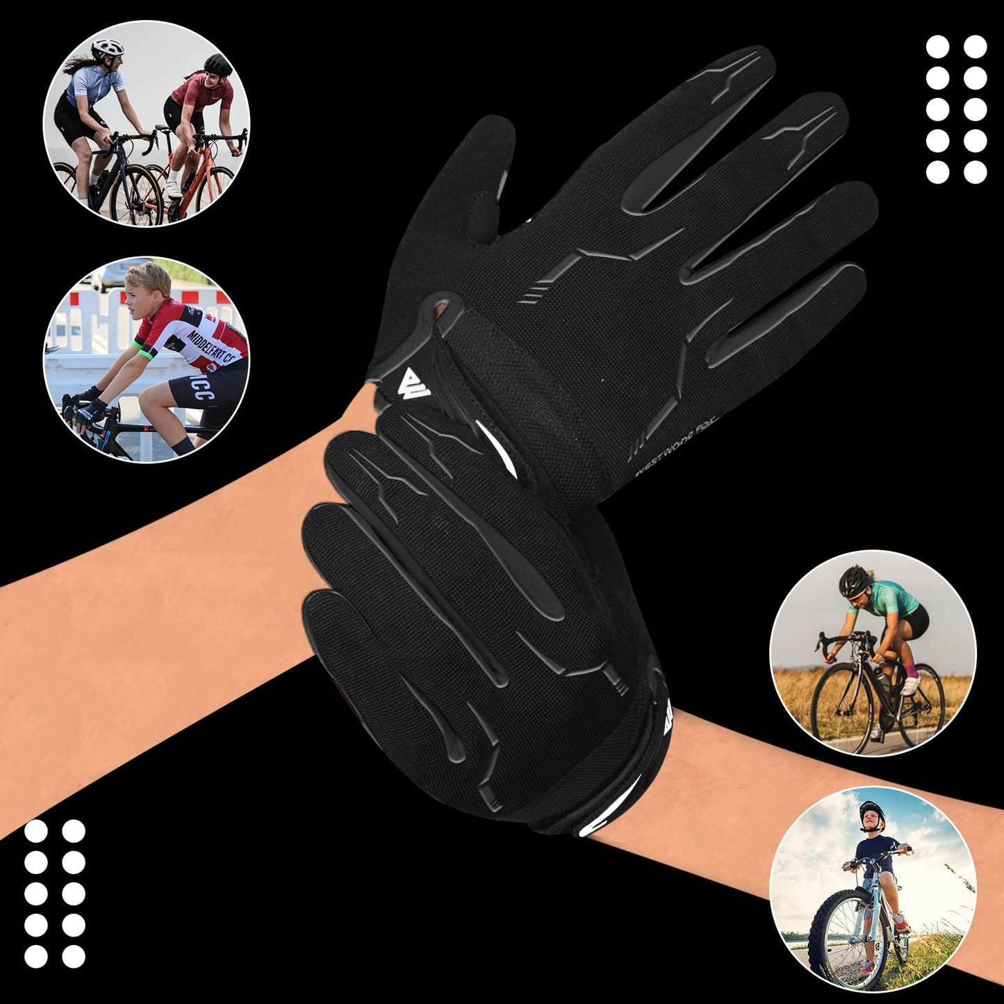 - WESTWOOD FOX WFX Cycling Gloves Full Finger Mountain Bike Gloves Touchscreen