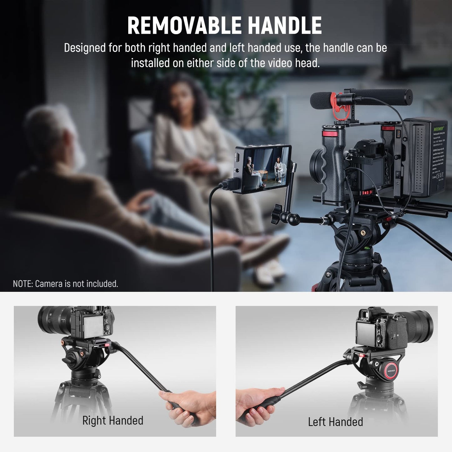 - NEEWER 74 Inch Pro Video Tripod | Fluid Head | QR Plate Compatible -