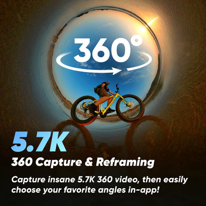 - Insta360 X3 Get-Set Bundle | Waterproof 360 Action Camera | 1/2" 48MP Sensors | 5.7K 360 Active HDR Video | 72MP 360 Photo | 4K Single-Lens -