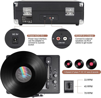 - DIGITNOW!Three Speeds Turntable Retro Record Player with Built-in Stereo Speakers -