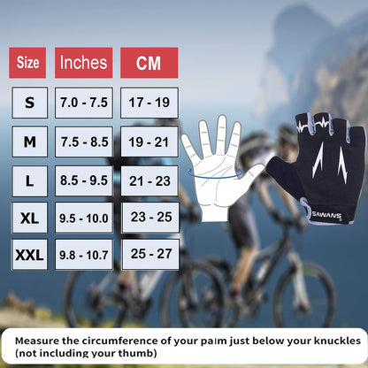 Cycling Gloves Half Finger Mountain Road Bike Cycle Gloves Anti Slip Shock Absorbing Padded Breathable MTB Bicycle Biking Gloves Sports Men Women (Black, L)