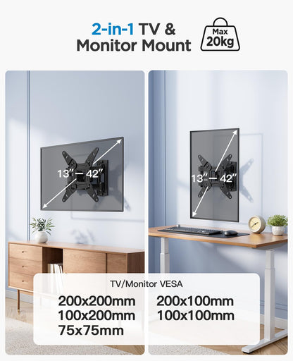 - PERLESMITH TV Wall Bracket for 13-42 inch TVs | TV Wall Mount for Flat & Curved TV | Max 20kg -