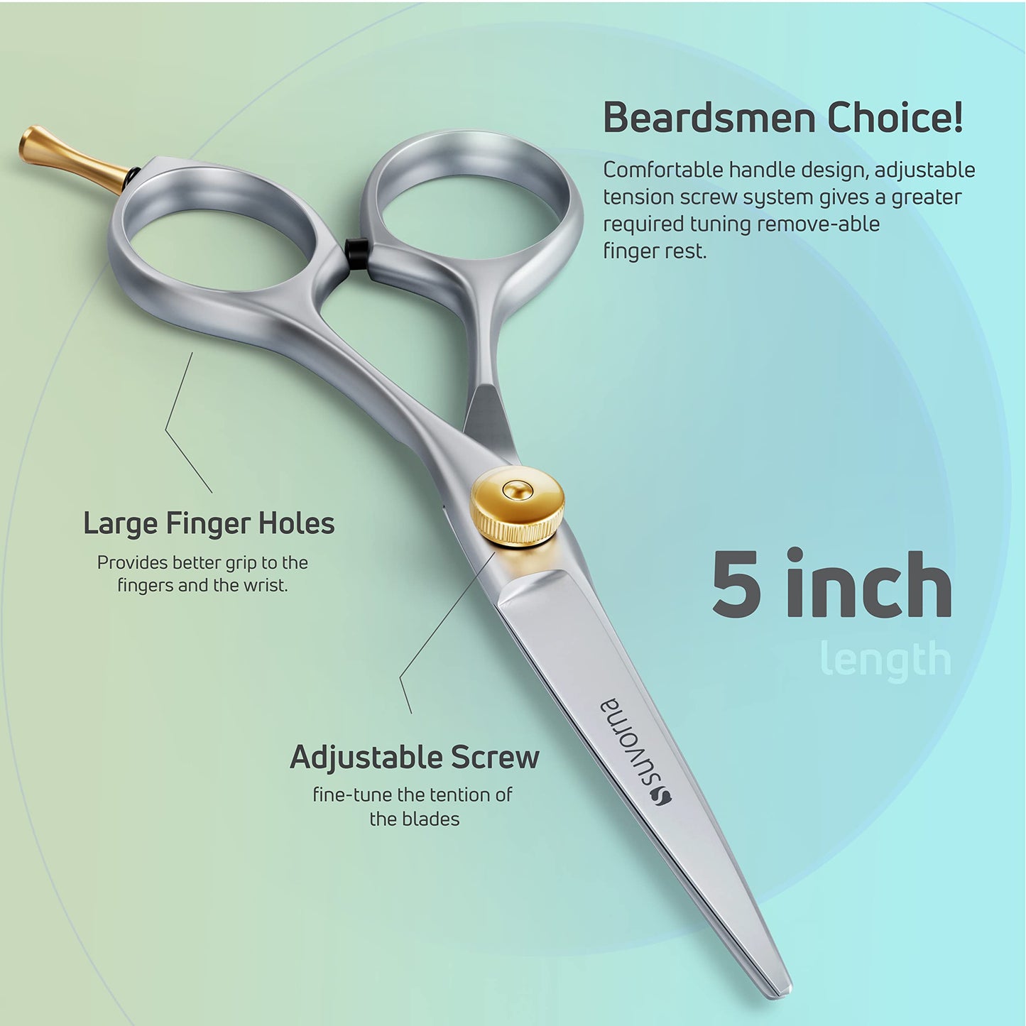 - Suvorna Beard and Moustache Scissors for Men, Hairdressers, Salons, Barbers & Professionals | 5.5" | Stainless -