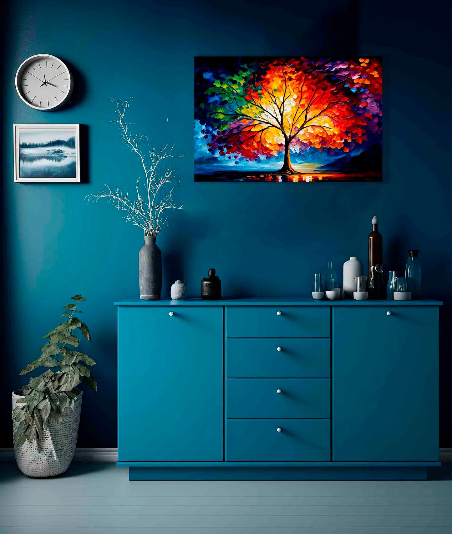 Artley Prints - Tree Of Life Modern Abstract Canvas Pictures for Living Room, Bedroom, Hallway, Kitchen or Office - Colourful Prints Extra Large 101 x 76cm (40 x 30 inches)