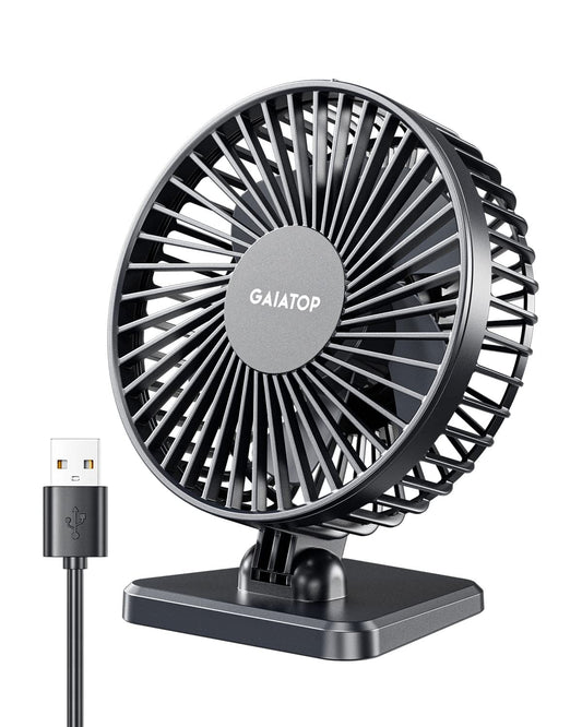 - Gaiatop USB Desk Fan | Small But Powerful | Portable Quiet 3 Speeds Wind Desktop Personal Fan -
