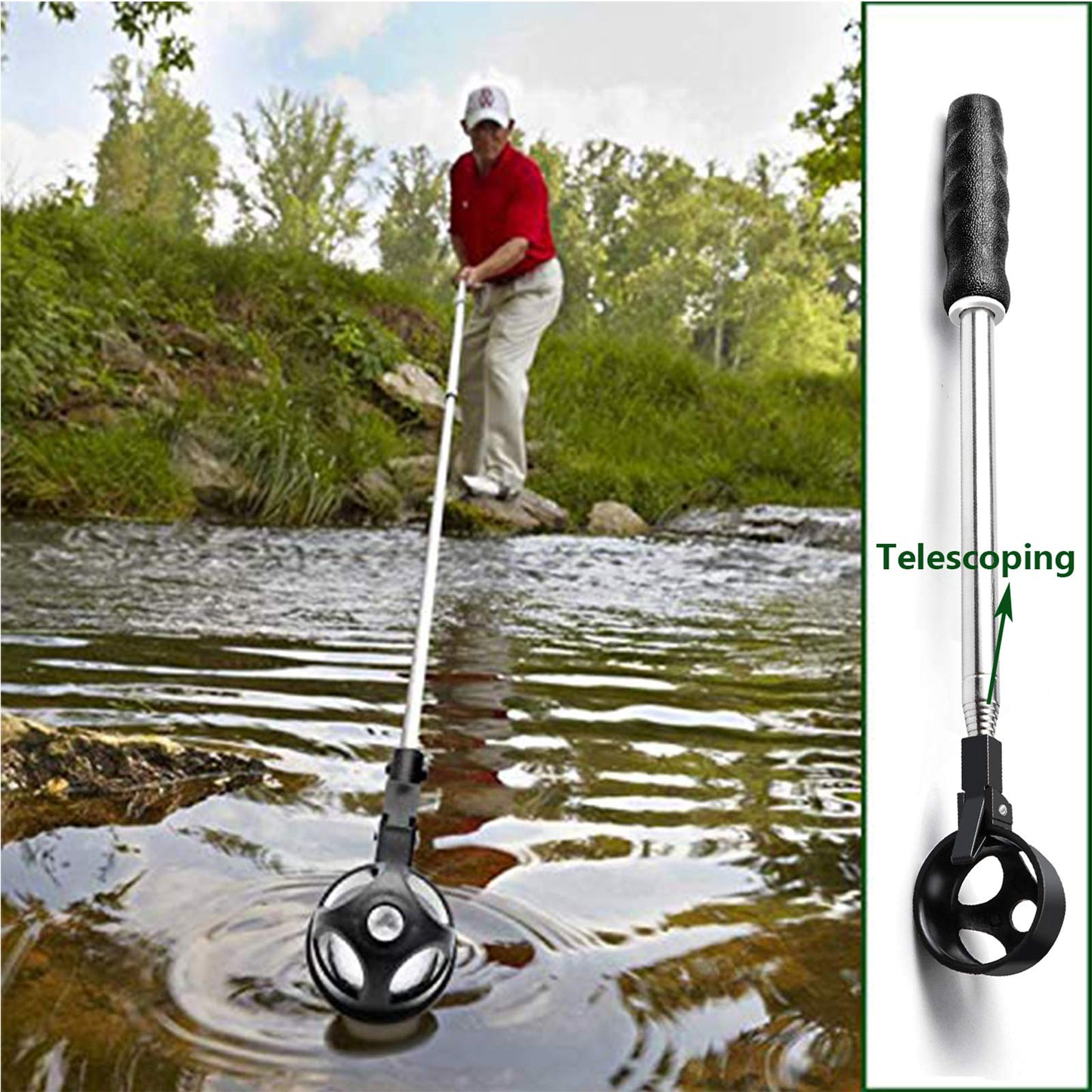 - Golf Ball Retriever | 9 ft Stainless Telescopic Golf Ball Retriever -