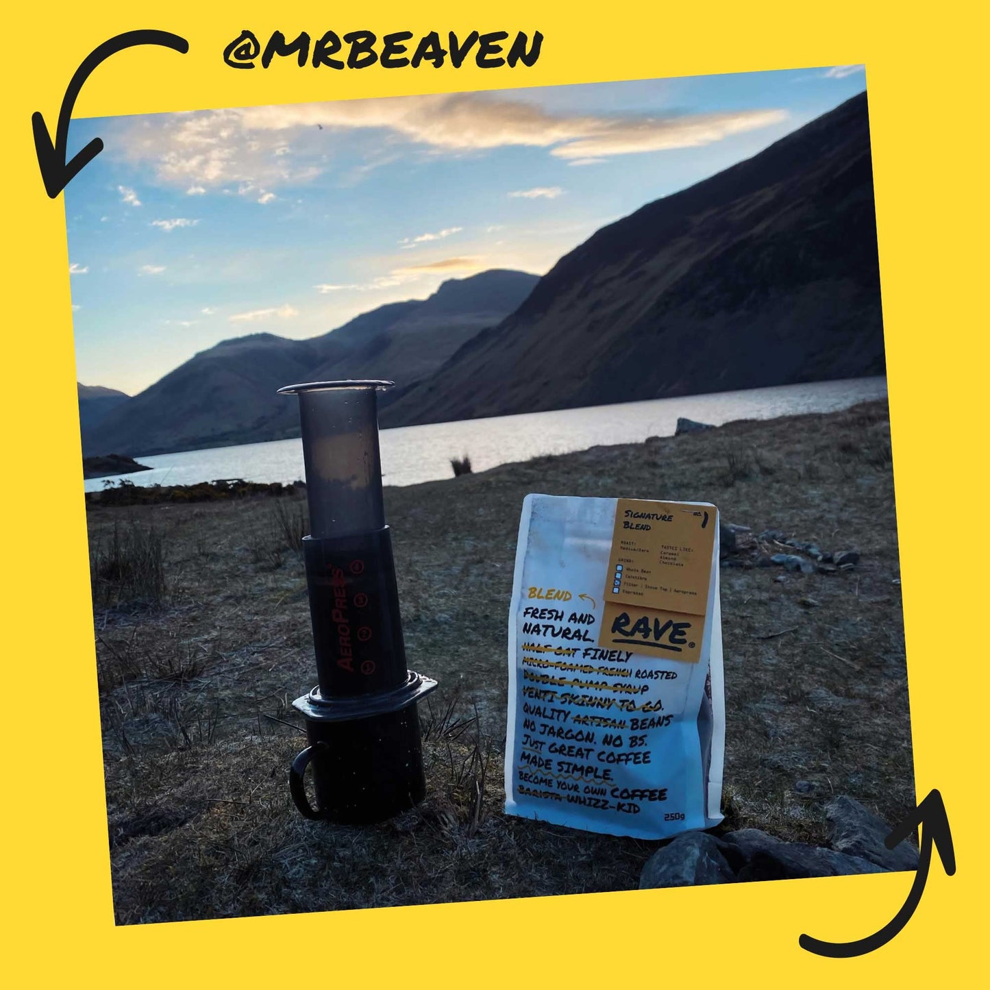 - Rave Coffee AeroPress Gift Set | AeroPress Coffee Maker, Delicious 250g Rave Signature Blend Ground Coffee & Brewing Guide -
