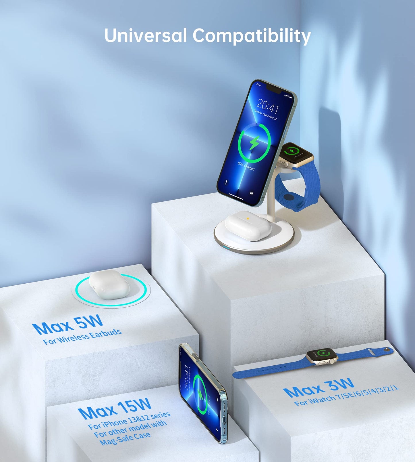 - Mag-Safe Wireless Charger Stand | Upgrade 3 in 1 Magnetic Wireless Charging Station -