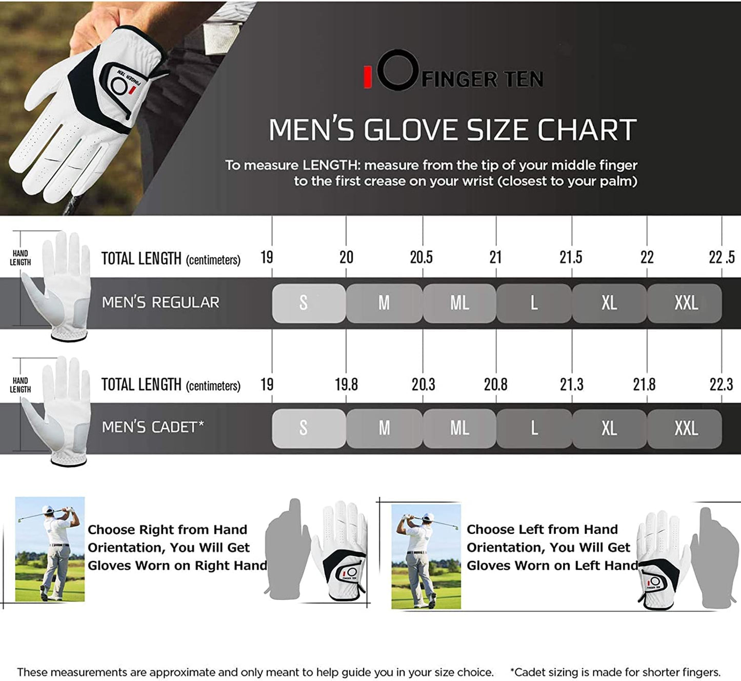 - FINGER TEN Golf Gloves Men | Left Hand -