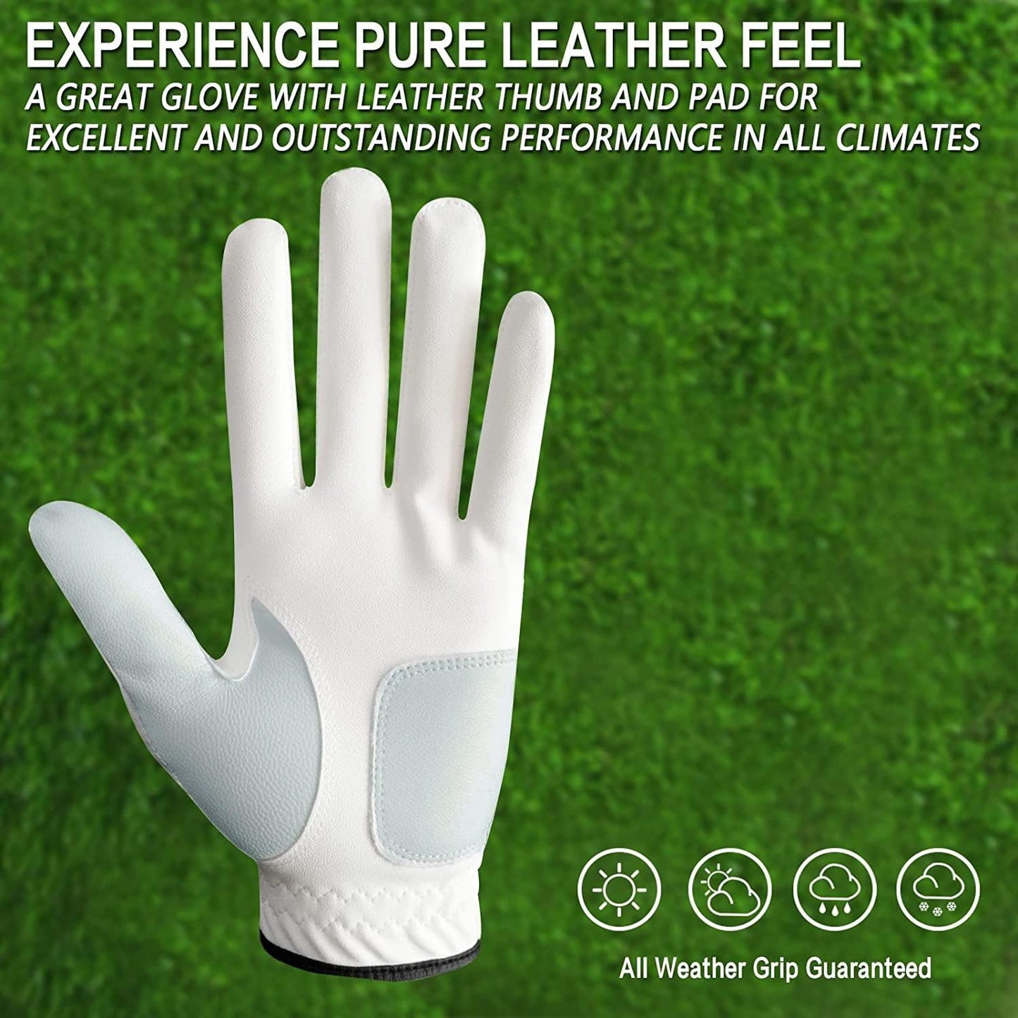 - FINGER TEN Golf Gloves For Men | Rain Grip Golf Glove For Men | 3 Pack -