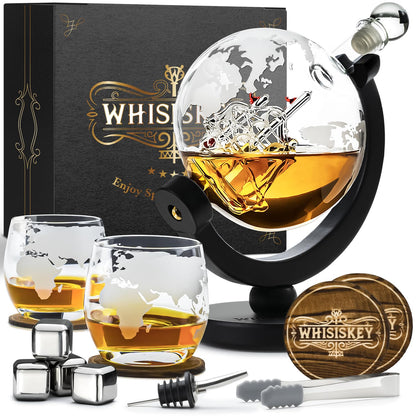 - Whisiskey – Whiskey Decanter – Globe - 900 ml – Whiskey Carafe Set