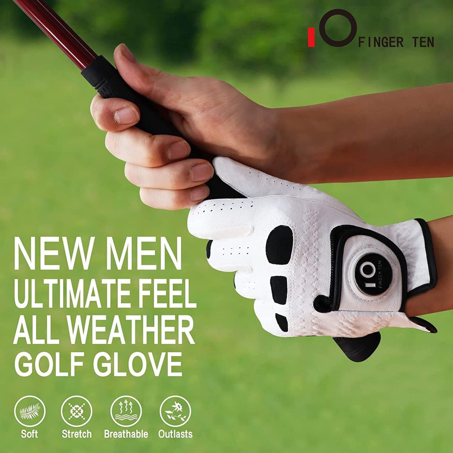 - FINGER TEN Golf Gloves For Men | Rain Grip Golf Glove For Men | 3 Pack -