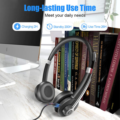 - YUWAKAYI Bluetooth Headset with Noise Canceling Microphone, V5.0, Mic Mute, Wireless Headphone for Laptop, Cell Phone, Tablet, Call Center, Office, Meeting,Online Class