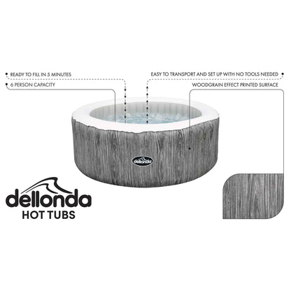 Dellonda 4-6 Person Inflatable Hot Tub Spa with Smart Pump - Wood Effect - DL89
