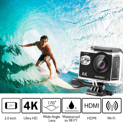 AKASO EK7000 4K30FPS Action Camera - 20MP Ultra HD Underwater Camera 170 Degree Wide Angle 98FT Waterproof Camera with Accessory Kit