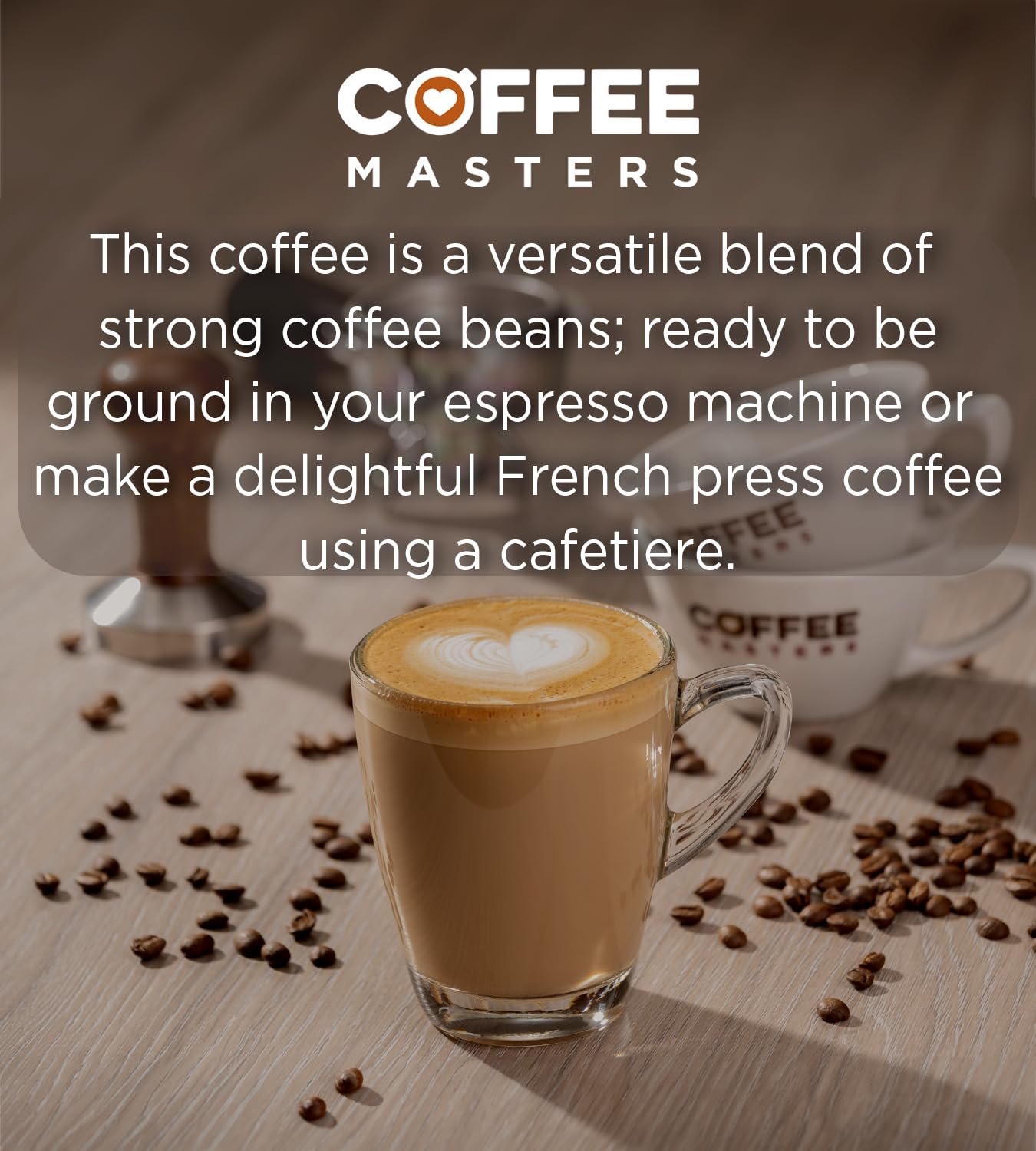 Coffee Masters All Day Blend Espresso Coffee Beans 1kg - Medium Roast for Strong and Full Bodied Espresso - Whole Coffee Beans Ideal for Espresso Machines