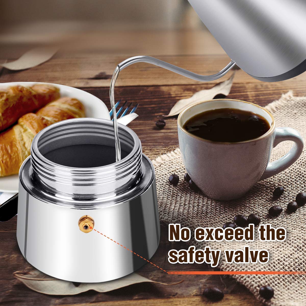 - Godmorn Stovetop Espresso Maker| Italian Coffee Maker Moka Pot | 300ml/6 Cup (Espresso Cup=50ml) -