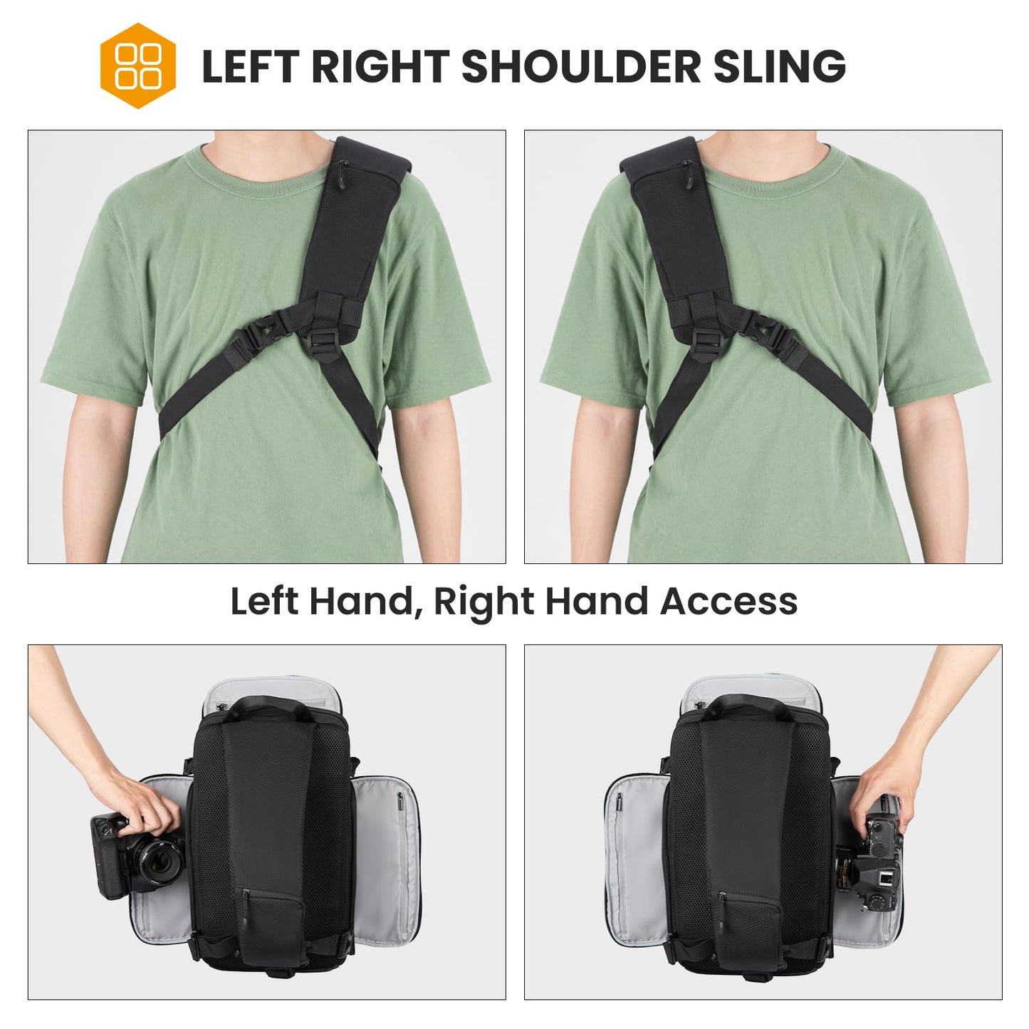- TARION Large Camera Sling Bag | DSLR, Drone, Camera Slingpack | Black -