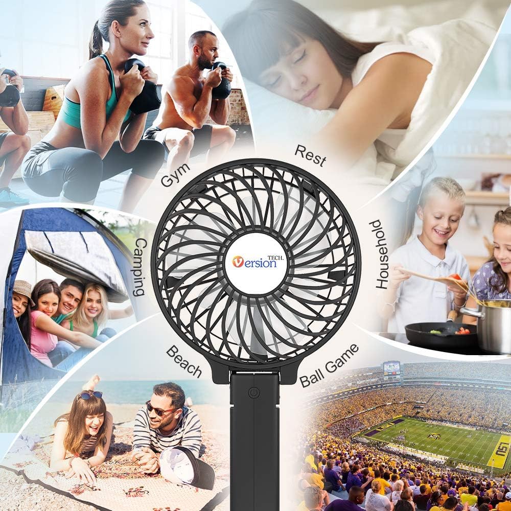 - VersionTech Hand Held Fan,Portable Handheld USB Rechargeable Fans with 3 Speeds -