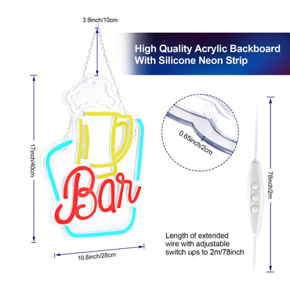 - FITNATE Neon Bar Sign | LED Neon Light Sign USB Powered Decorative Bar -