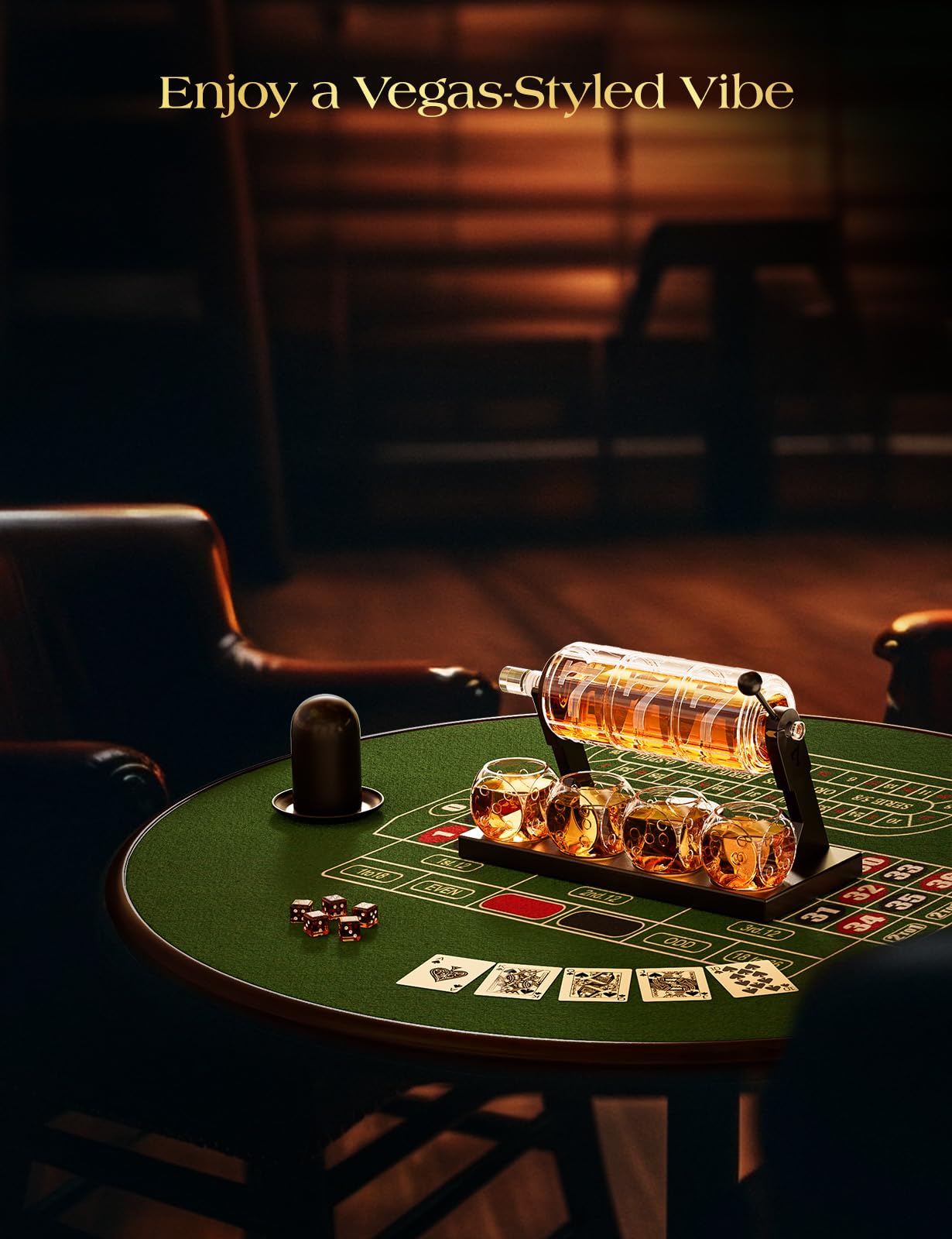 - Kollea Slot Whiskey Decanter Sets | 50.7 Oz Whiskey Decanter Set | 4 Glasses | Casino Style Decanter -