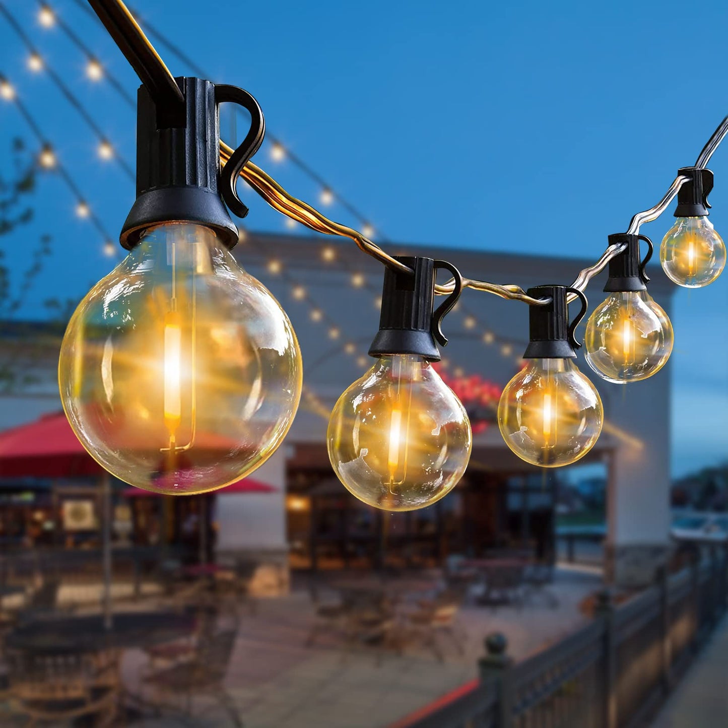 - Naatsu Outdoor LED String Lights 36.5M/120FT | G40 Globe Patio Lights | Energy Saving -