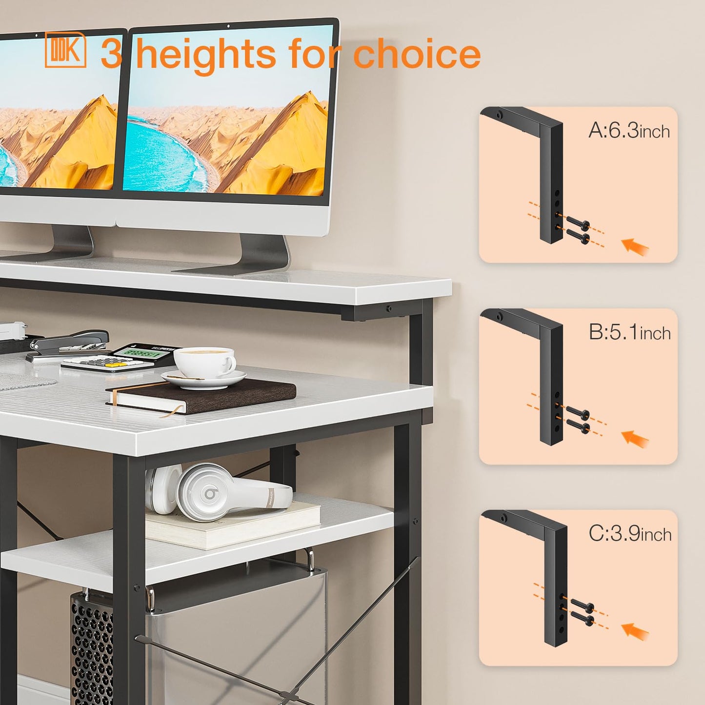 - ODK Corner Desk | Reversible L Shaped Desk | Monitor Stand -