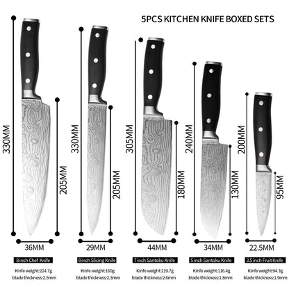 - HUIKAILI Knife Set | 5 Pieces Professional Kitchen Set With Wooden Box -