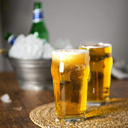 - Rink Drink 4 Piece Classic Beer Glasses Set | Nonic No Nick Pub Bar Lager Pint Glass -