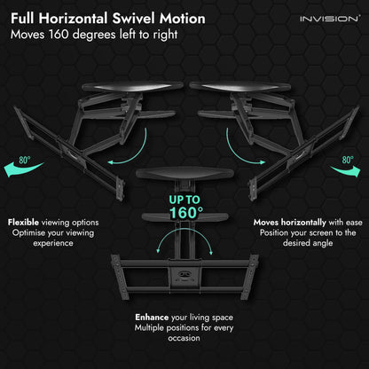 - Invision Ultra Strong TV Wall Bracket Mount Double Arm Tilt & Swivel for 37-75 Inch (94-190.5cm) LED LCD OLED Plasma & Curved Screens -