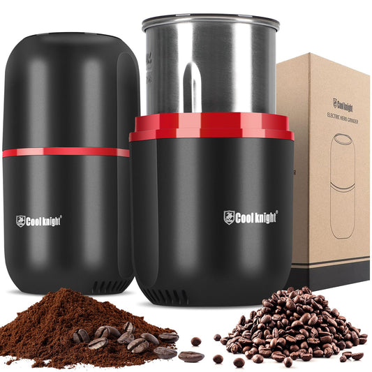 COOL KNIGHT Coffee Grinder Electric,Spice Grinder, Electric Coffee Grinder with 304 Stainless Steel Blade, Suitable for Coffee Beans, Spices, Herbs, Grain, Nuts.