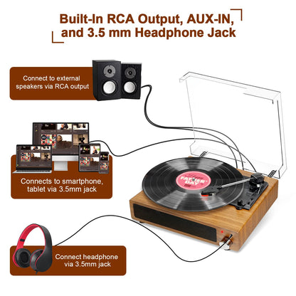 - Record Player | FYDEE Vinyl Record Player with Speakers | Vintage Turntable -