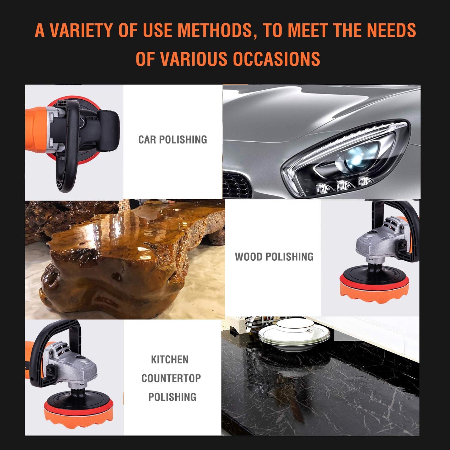 - TOPWAY Car Polisher Set | 180mm and 150mm Electronic Variable Speed Angle Sander -