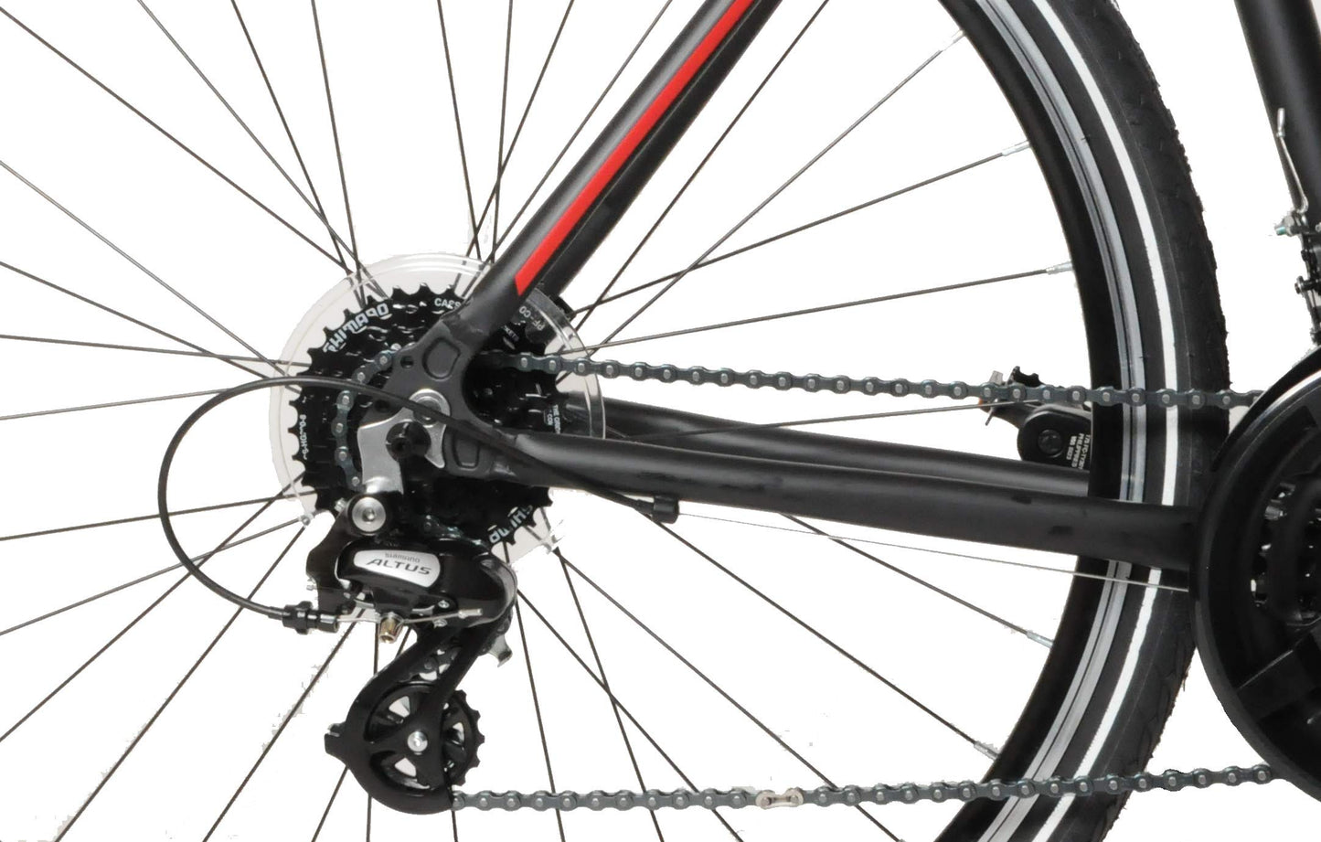 Ammaco Pathway X2 700c Road Hybrid Trekking Mens Sports Commuter Urban Bike 21" Frame Lightweight Alloy Black Red 24 Speed