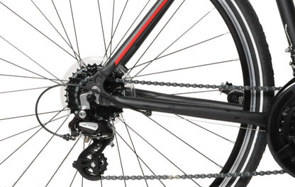 Ammaco Pathway X2 700c Road Hybrid Trekking Mens Sports Commuter Urban Bike 21" Frame Lightweight Alloy Black Red 24 Speed