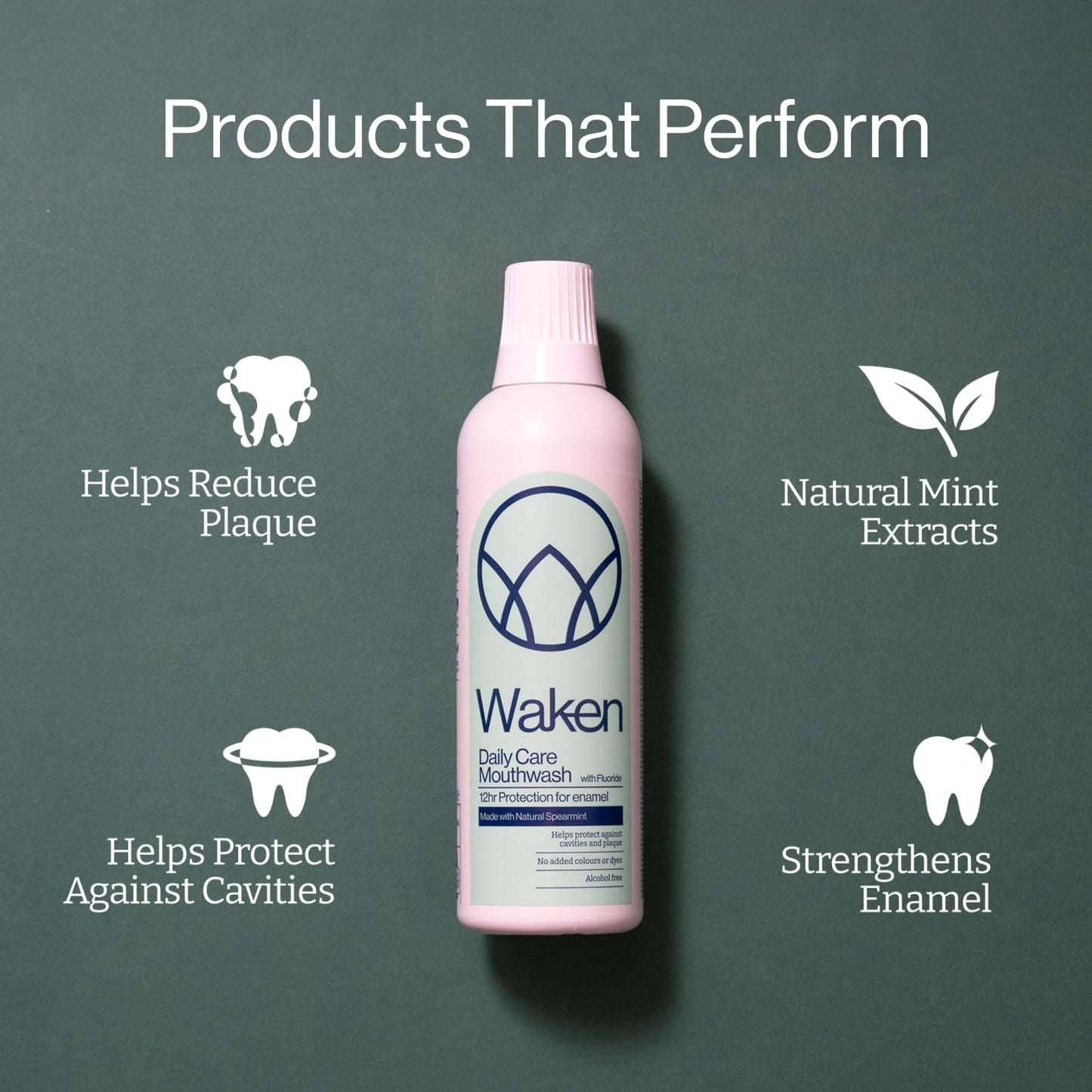 - Waken, Spearmint, 500ml Mouthwash for Fresh Breath, Spearmint