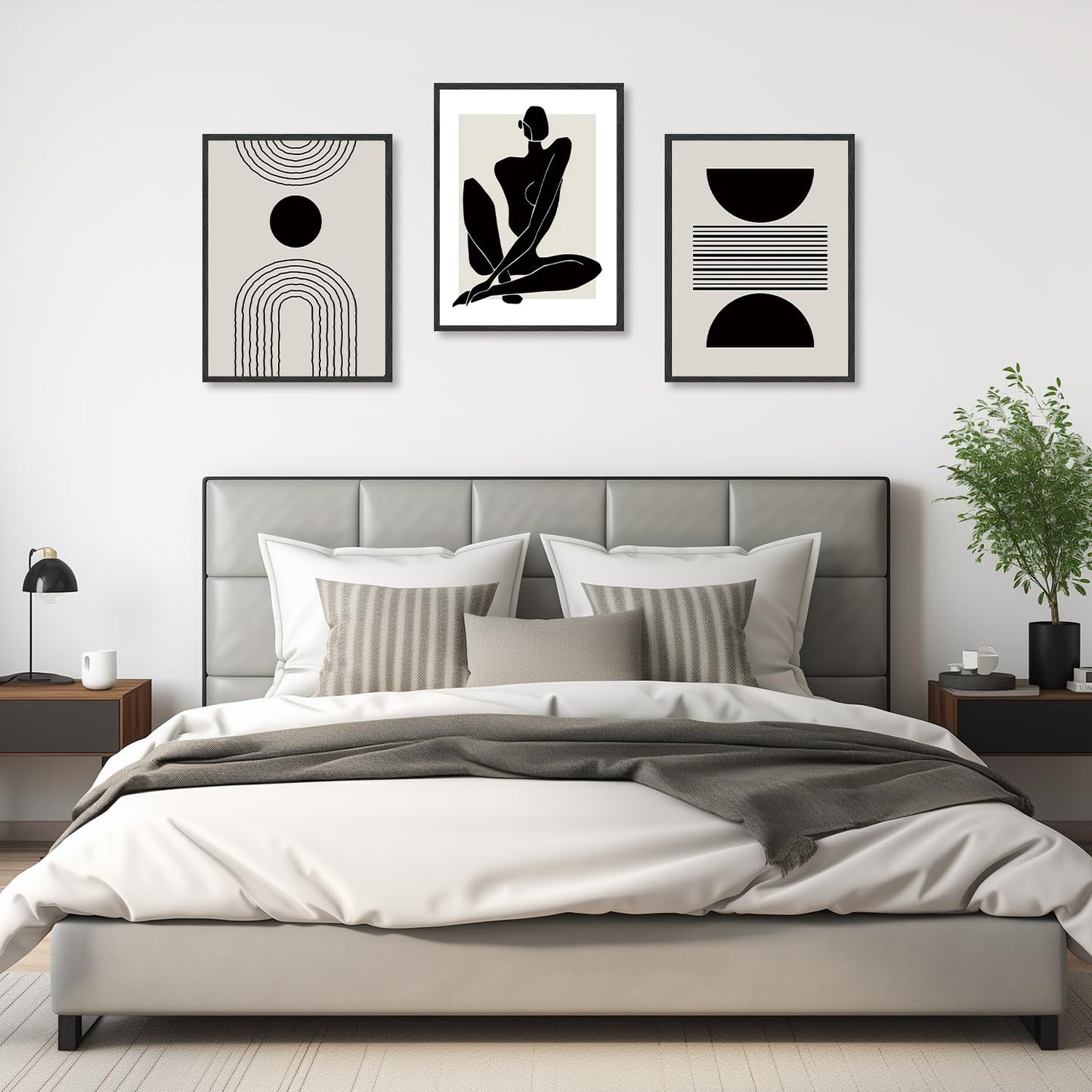 Dazzlewall Boho Abstract Wall Decor Poster Black and White Geometric Wall Poster for Bedroom Living Room Decor 12x16 in Unframed Set of 3