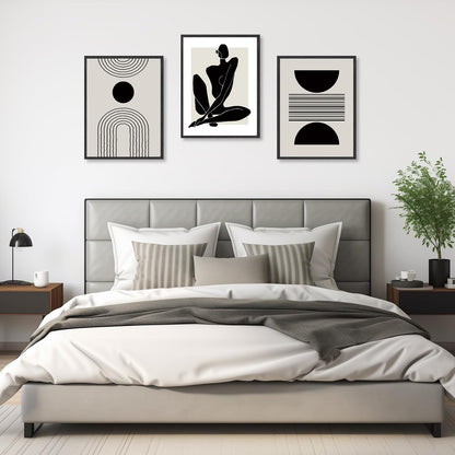 Dazzlewall Boho Abstract Wall Decor Poster Black and White Geometric Wall Poster for Bedroom Living Room Decor 12x16 in Unframed Set of 3