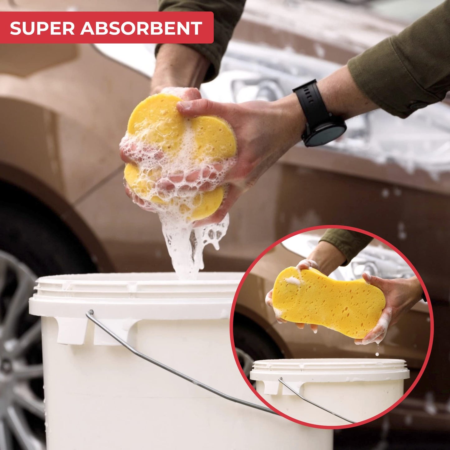 - GADLANE Jumbo Car Wash Sponges 3 Pack | Super Absorbent Car Sponge Set | Pack of 3 -
