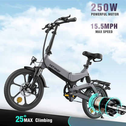 - HITWAY Electric Bike | 250W Foldable Pedal Assist | E Bike with 7.8Ah Battery -