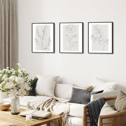 Dazzlewall Abstract Botanical Wall Decor Poster Minimalist Flower Line Wall Poster for Bedroom Living Room Decor 12x16 in Unframed Set of 3