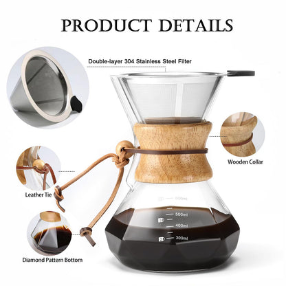 - Lalord Pour Over Coffee Maker | Reusable Stainless Steel Filter -